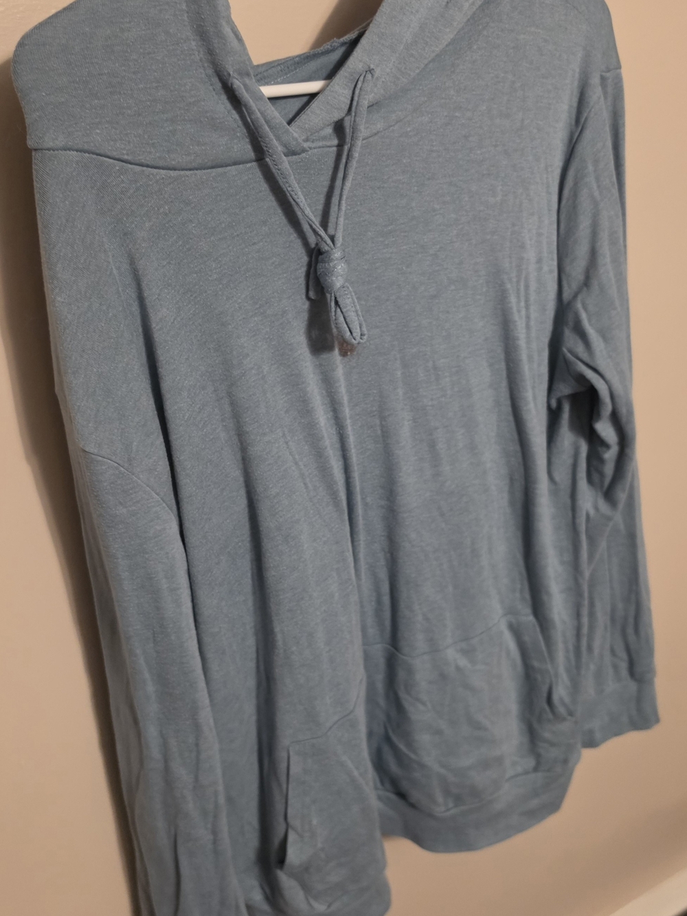 Light  Blue Pullover Hoodie with Drawstring Hem